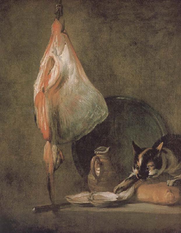 Jean Baptiste Simeon Chardin Cat skate oyster water and bread oil painting image